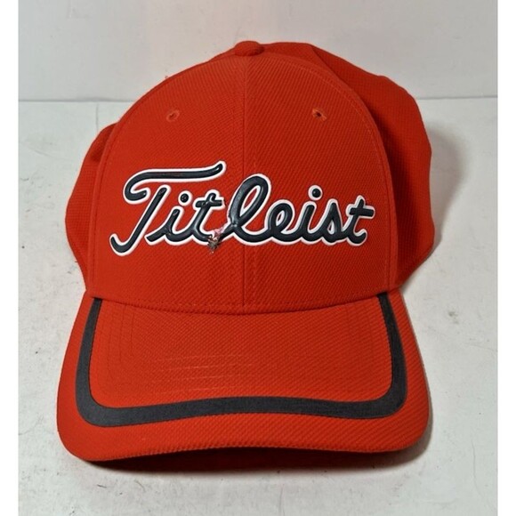 Titleist Hat Size L/XL Orange Tour Sports Mesh Golf Fitted Cap NO LOGOS NWT - Picture 1 of 6